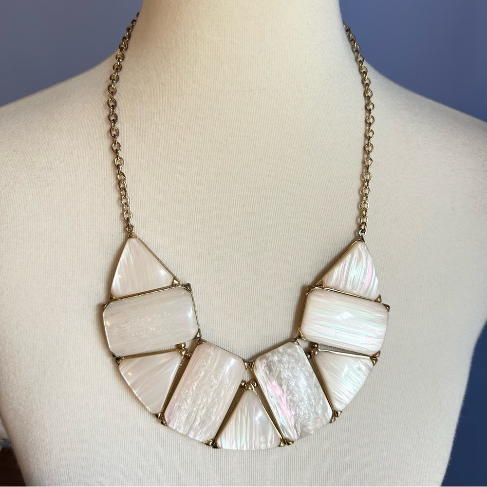Talbots Faux Mother of Pearl Crescent Statement Necklace - Picture 3 of 10